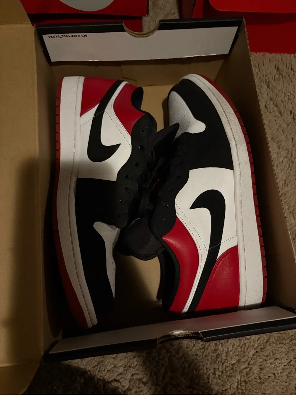 Jordan Men's Low Top Sneakers - Black/White/Red
